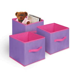 9.25 in. H x 10.5 in. W x 10.5 in. D Multi-Colored Fabric Cube Storage Bin 3-Pack