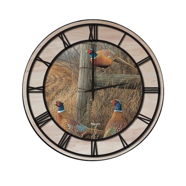 Unbranded "Abandoned Fenceline" Woodgrain Accent and Black Numbers Imaged Wall Clock