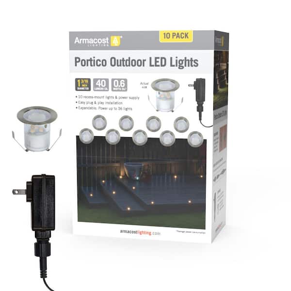 Armacost Lighting Portico 12-Volt Hardwired White Recessed Outdoor LED Light Starter Kit Metallic (10-Pack)