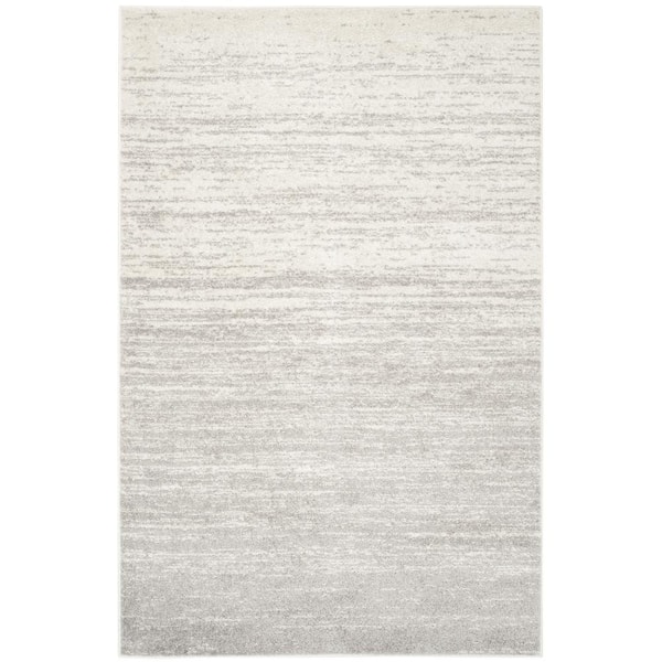 SAFAVIEH Adirondack Ivory/Silver 4 ft. x 6 ft. Solid Striped Area Rug