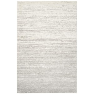 Adirondack Ivory/Silver 5 ft. x 8 ft. Solid Striped Area Rug