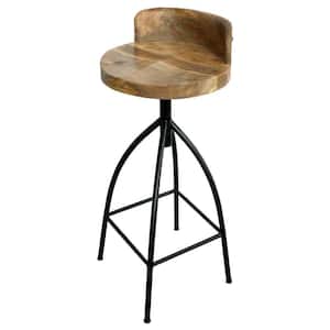 30 in. Industrial Style Brown and Black with Backrest Adjustable Swivel Bar Stool