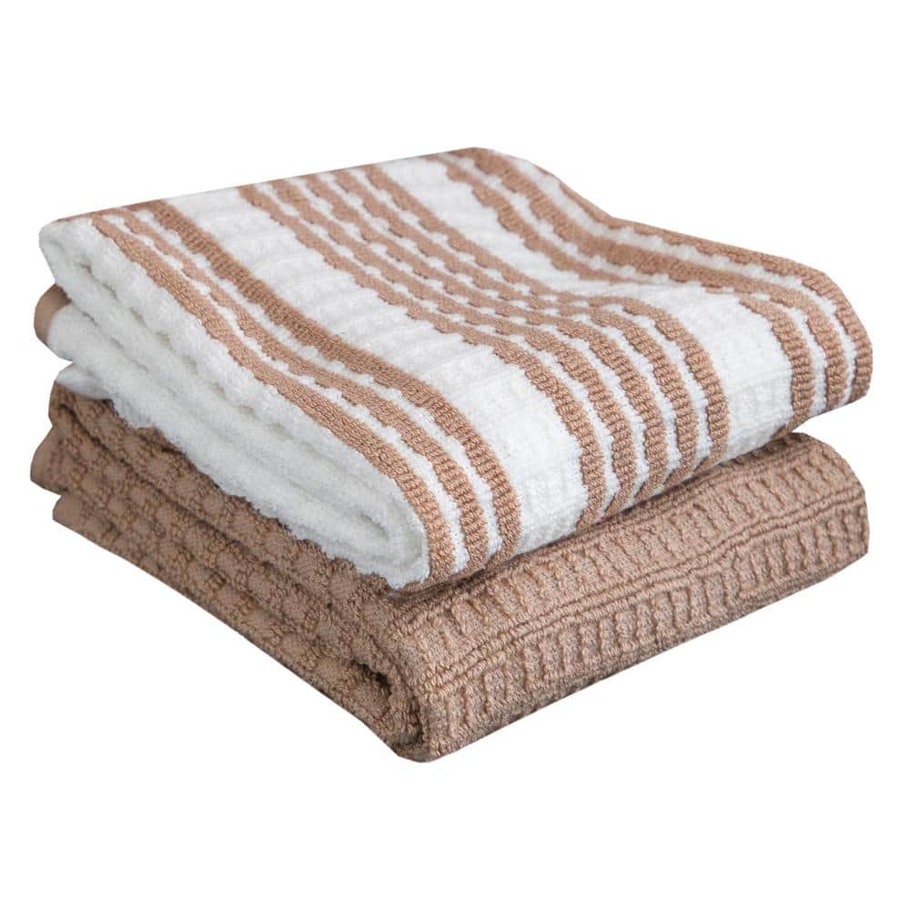 T-fal Breeze Solid and Stripe Waffle Cotton Kitchen Towel Set of 2 94667 -  The Home Depot