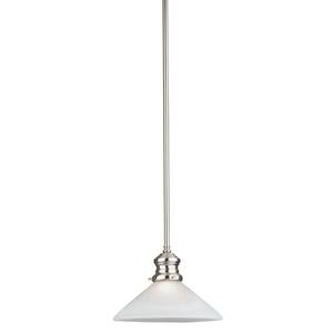 1-Light Brushed Nickel Mini Pendant with Frosted White Alabaster Glass Shade