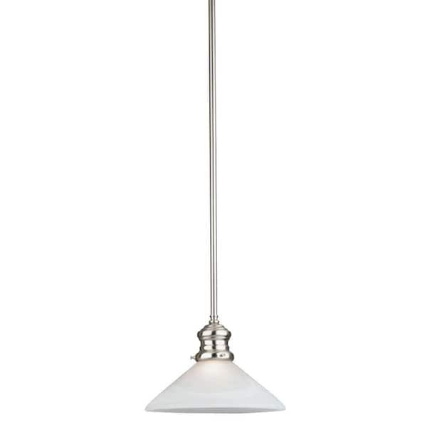 Westinghouse 1-Light Brushed Nickel Mini Pendant with Frosted White Alabaster Glass Shade