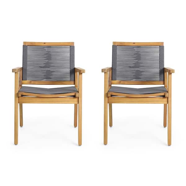 Noble House Christy Teak Wood Outdoor Patio Dining Chair (2-Pack)
