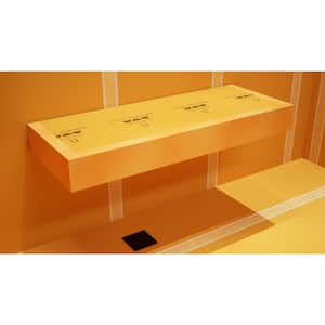 72 in. L x 12 in. W x 4 in. H Wall Floating Shower Bench Kit Orange XPS Foam Board and Industrial Free Hanging Bracket