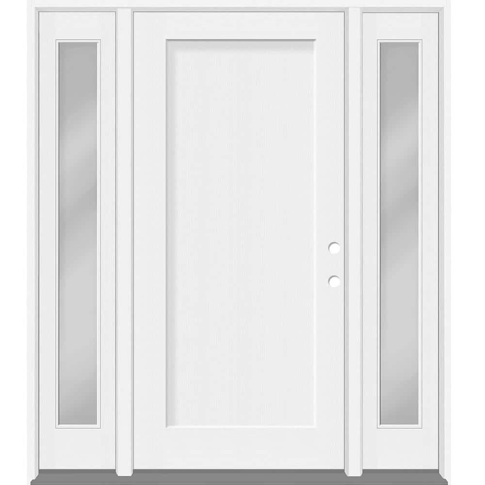 Legacy 60 in. x 80 in. 1-Panel Shaker LHIS Unfinished White Fiberglass Prehung Front Door w/Clear 10 in.SLs 4-9/16 Jamb price history on PriceWatchPro