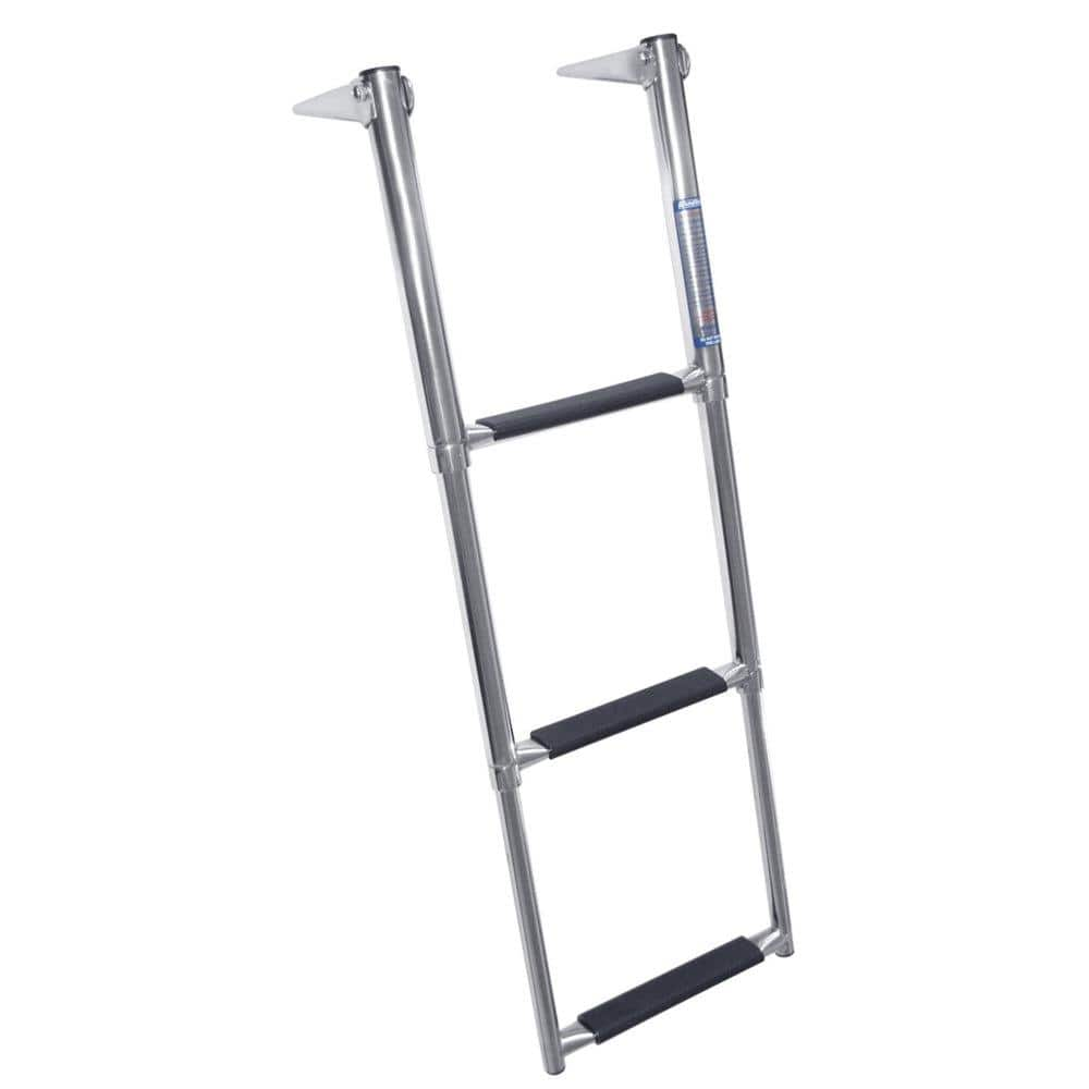 Windline Over Platform Telescoping 3-Step Ladder - Stainless Steel ...