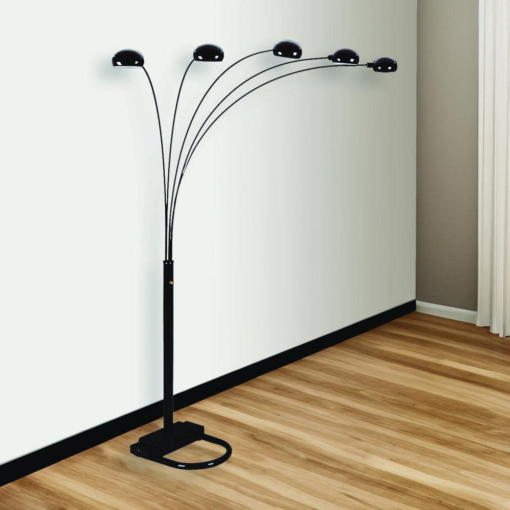 Jushua 82 in. H 5-Light Black Arc Metal Floor Lamp with Classic