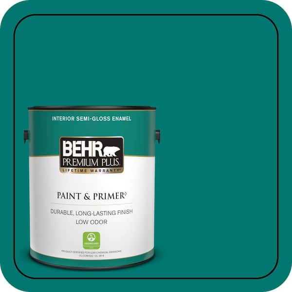 BEHR PREMIUM PLUS 1 gal. #490B-7 Mermaid Harbor Semi-Gloss Enamel Low Odor Interior Paint & Primer