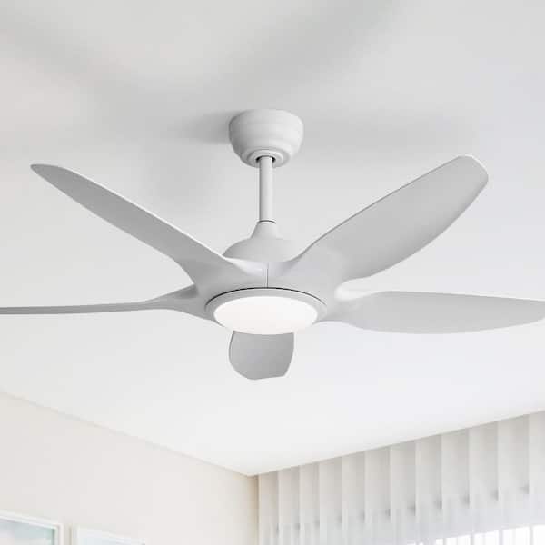 48 in. Indoor/Outdoor Integrated LED White Ceiling Fan with Dimmable Light and Remote Control