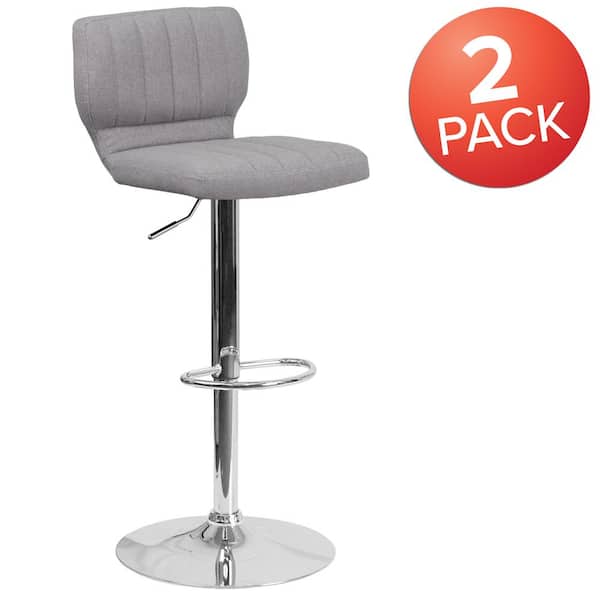 Carnegy Avenue 43 in. Gray Fabric Bar Stool (Set of 2)