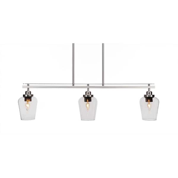 Unbranded Monroe 3-Light Brushed Nickel, Billiard Light, Any room with 5 in. Clear Bubble Glass Shades no bulbs included