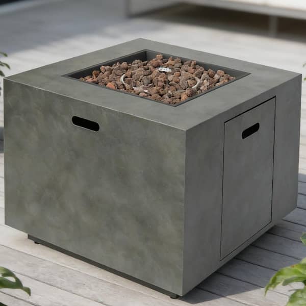 31 in. Stone Gray Square Propane Outdoor Fire Pit