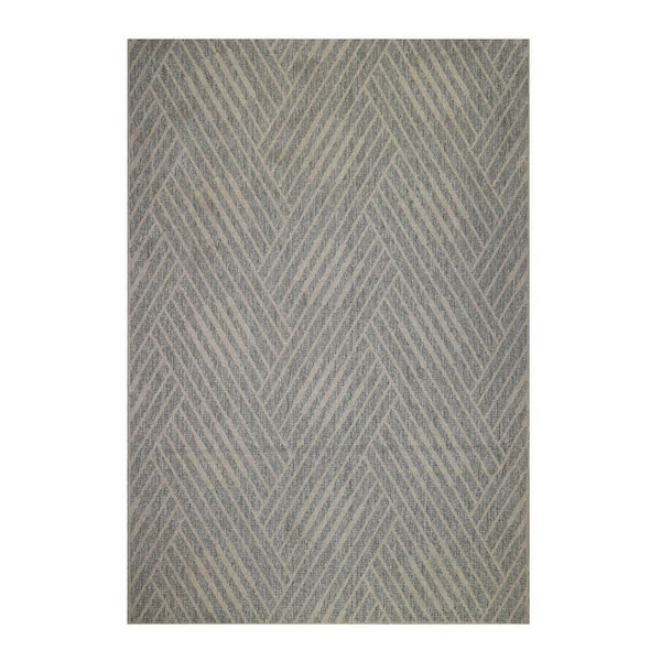 Gray 2 ft. x 3 ft. Loomed Geometric Polypropylene Rectangle Indoor/Outdoor Area Rug
