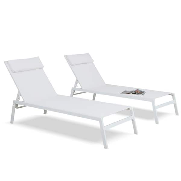cenadinz Outdoor Chaise Lounge Adjustable Patio Reclining Lounger Chair with Removable Headrest