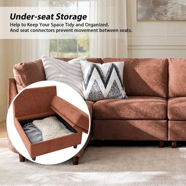 JAYDEN CREATION Gianna 125 in. Slope Arm Polyester Modular Modern