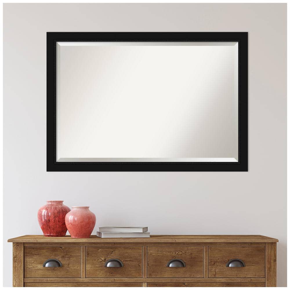 Avon Black 27" x 39" Beveled Bathroom Wall Mirror