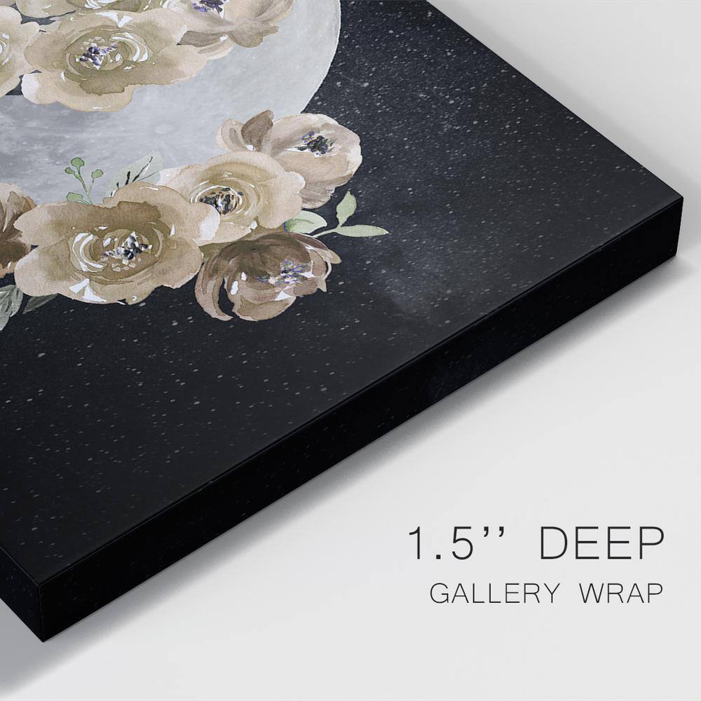 Bohemian Moon Beige and Black Floral Canvas Art
