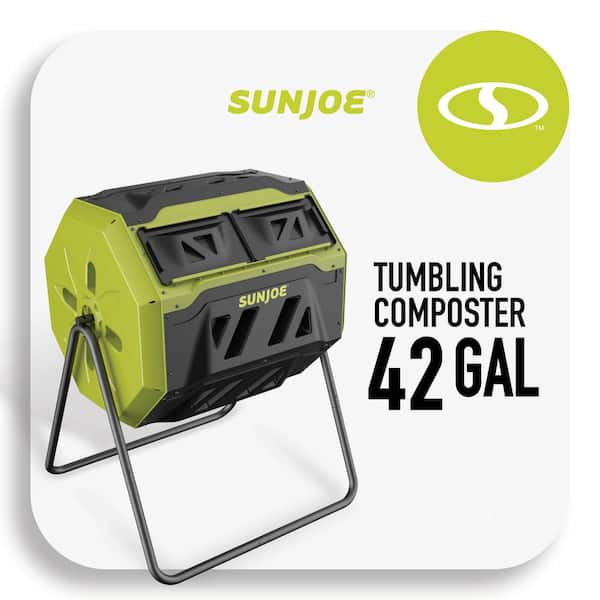 Sun Joe 42 Gal. All-Season Outdoor Tumbling Composter with Dual Sliding Chambers