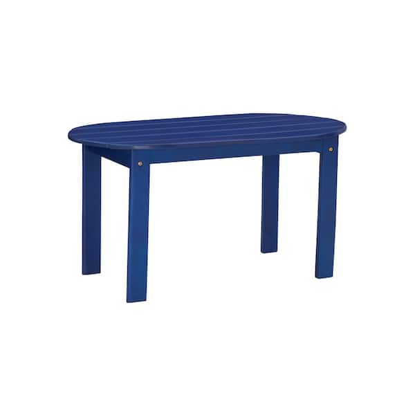 Linon Home Decor Shelly Adirondack Blue Oval Wood Outdoor Coffee Table