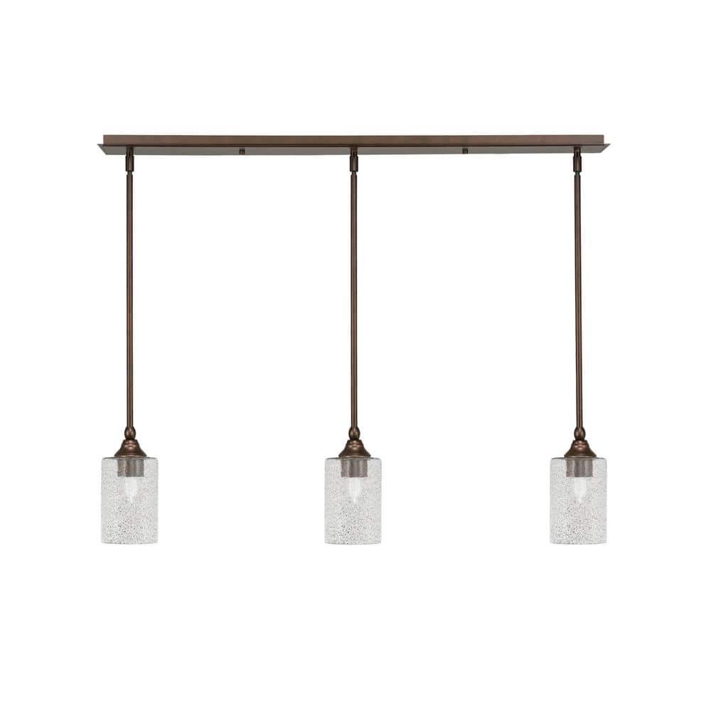 Livingston 100-Watt 3-Light Bronze Shaded Pendant Light with 4 in. Smoke Bu