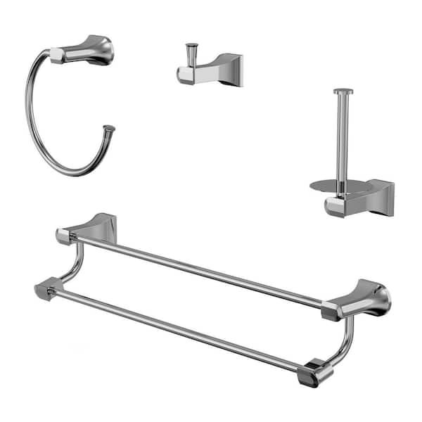 4 Piece Bathroom Hardware Set Towel Rack Set in Polish Chrome 1.0 GPM