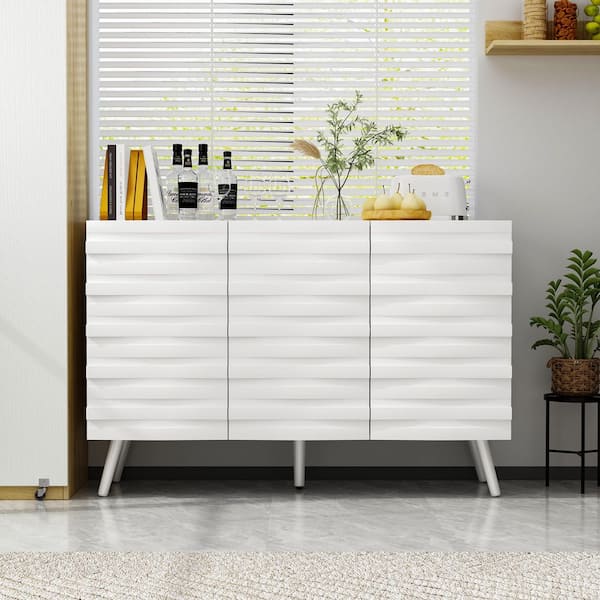FUFU&GAGA Contemporary/Modern White Sideboard with 7 Drawers - Ample Storage Space - Durable Construction - Multi-Purpose Cabinet