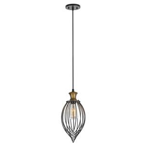 1-Light Oil Rubbed Bronze Mini Pendant with Metal Wire Shade