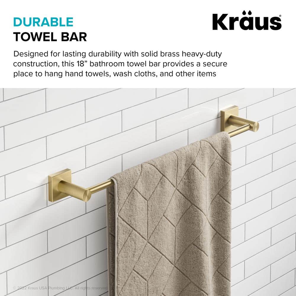 Ventus 18" Brushed Gold Wall Mounted Towel Bar