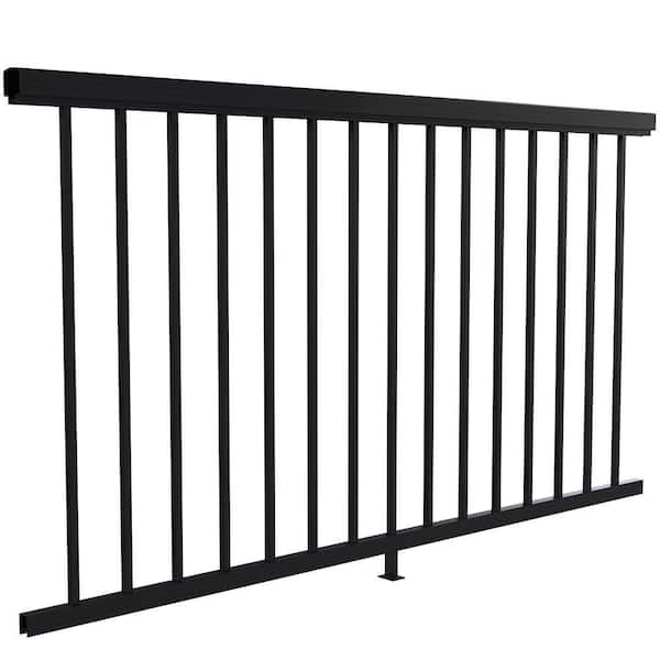 6 ft. Matte Black Aluminum Deck Railing Pre-Assembled Panel for 42 in. High System