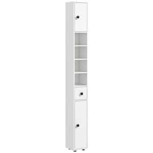 7.75 in. W x 7.75 in. D x 70.75 in. H White Linen Cabinet with Open Shelves, 2-Door Cabinets, Adjustable Shelves