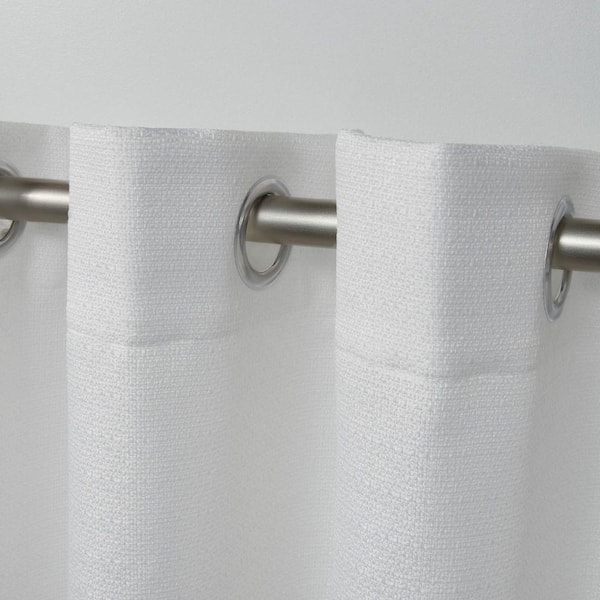 Aztec White Solid Light Filtering Grommet Top Indoor/Outdoor Curtain, 54 in. W x 120 in. L (Set of 2)