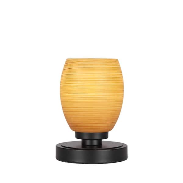 Unbranded Quincy 7.5 in. Matte Black Accent Lamp with Glass Shade