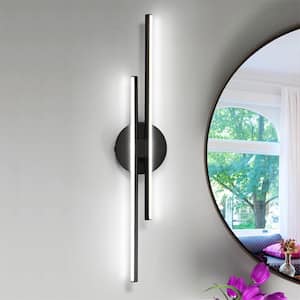 Bourget 23.6 in. 2-Light Black LED Vanity Light Bar with 6000K for Bathroom, Bedroom, Living Room