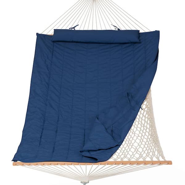 Atesun 10 ft. to 14 ft. Outdoor Rope Hammock with Polyester Pad, 475 lbs. Capacity, Dark Blue