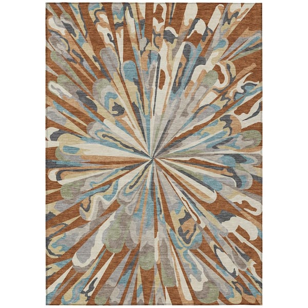 Chantille Machine Washable Indoor/Outdoor Abstract ACN2838 Paprika 9 ft. x 12 ft. Area Rug