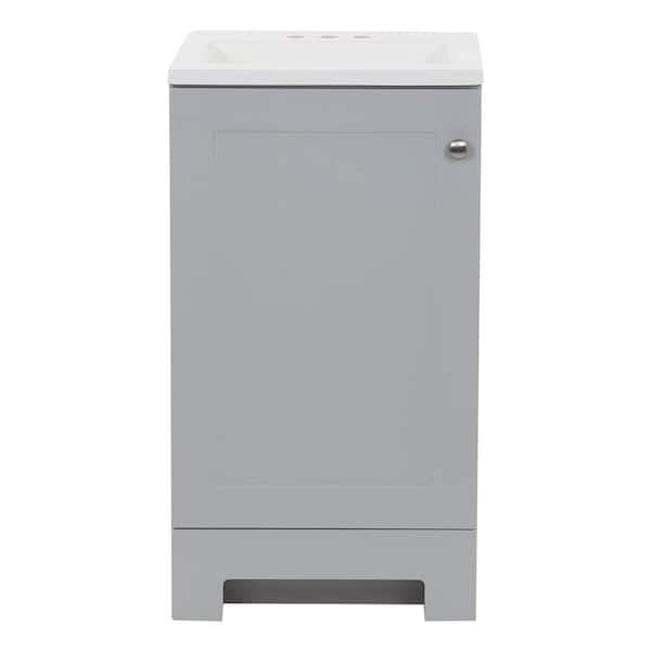 Glacier Bay 18 in. W x 17 in. D x 33 in. H Single Sink Freestanding Bath Vanity in Pearl Gray with White Cultured Marble Top