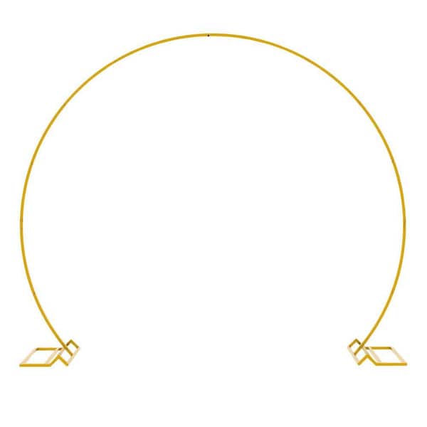 7.2 ft. Gold Round Wedding Arch Backdrop Stand Durable Metal Floral Balloon Frame for Party Decorations