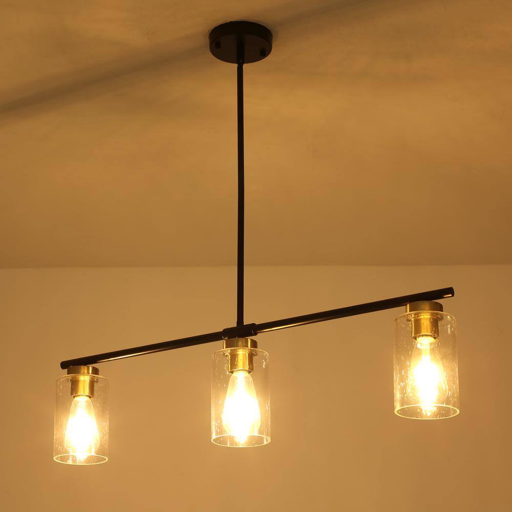 Black and Gold Linear Glass Kitchen Island Pendant