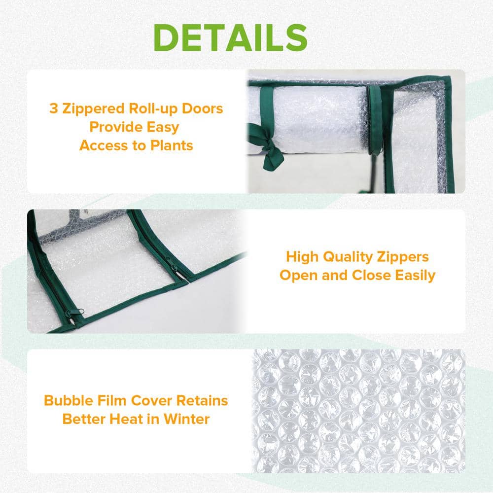 Green 96'' x 36'' x 36'' Mini Tunnel Greenhouse with Bubble Film Cover