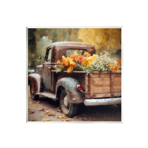 Stupell Industries Autumnal Plants in Truck by Riley B 1-Piece Unframed Graphic Print Travel Poster Art Print 12 in. x 12 in.