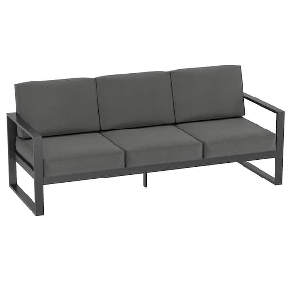 SUNVIVI Aluminum Outdoor Couch with Gray Cushions