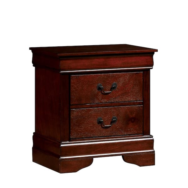Louis Philippe III 2-Drawer Cherry Nightstand 23.75 in. x 21.63 in. x 15.75 in.