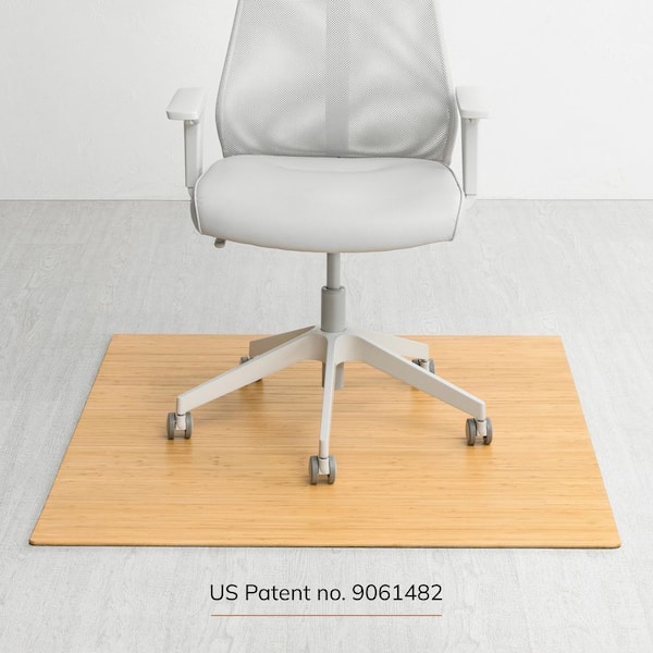 Standard 5 mm Natural Light Brown 42 in. x 48 in. Bamboo Roll-Up Office Chair Mat without Lip