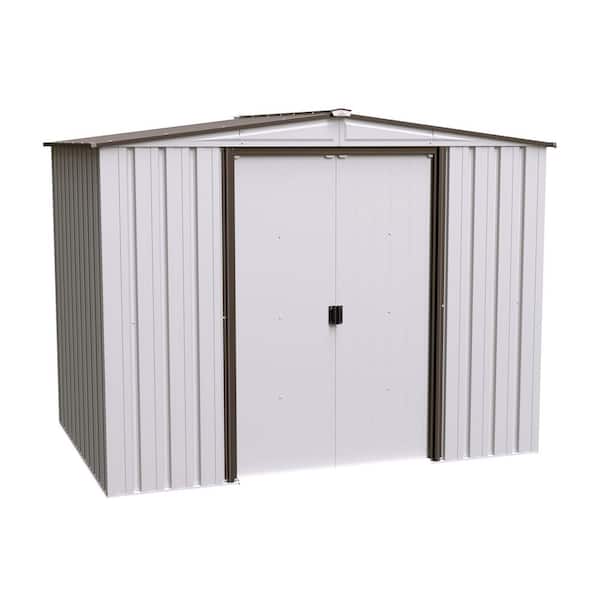 Newport 8 ft. W x 6 ft. D Coffee Galvanized Metal Shed with Sliding Lockable Doors (43 sq. ft. )