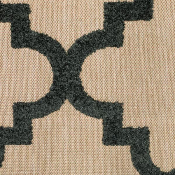 Beige, Black 2 ft. x 3 ft. Loomed Geometric Polypropylene Rectangle Indoor/Outdoor Area Rug