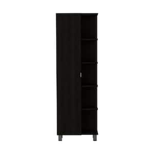 20.15 in. W x 8.5 in. D x 62.2 in. H Black Linen Cabinet Storage Cabinet with 4 Interior Shelves, 5 Shelves, Single Door