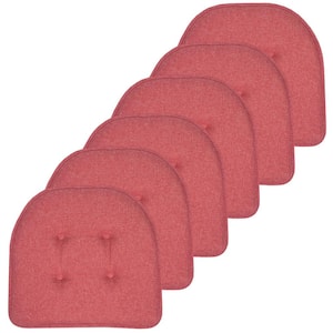 Solid U-Shape Memory Foam 17 in. x 16 in. Non-Slip Indoor/Outdoor Chair Seat Cushion (6-Pack), Peach
